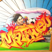 deco graffiti et aerographie pour a chambre de Matthieu sur le théme de Messi, Meuse, Krem, 2013