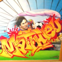 deco graffiti et aerographie pour a chambre de Matthieu sur le théme de Messi, Meuse, Krem, 2013