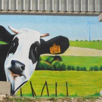 fresque graffiti vache, mur cassé, meuse, krem 2019.