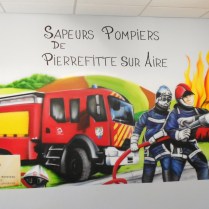Graffiti caserne pompiers de Pierrefitte sur aire. krem 2018