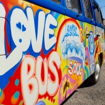 Graffiti van combi love bus.