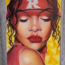 N°72, Rihanna 4, 50 x 70 cm, aérographie, krem 2022.